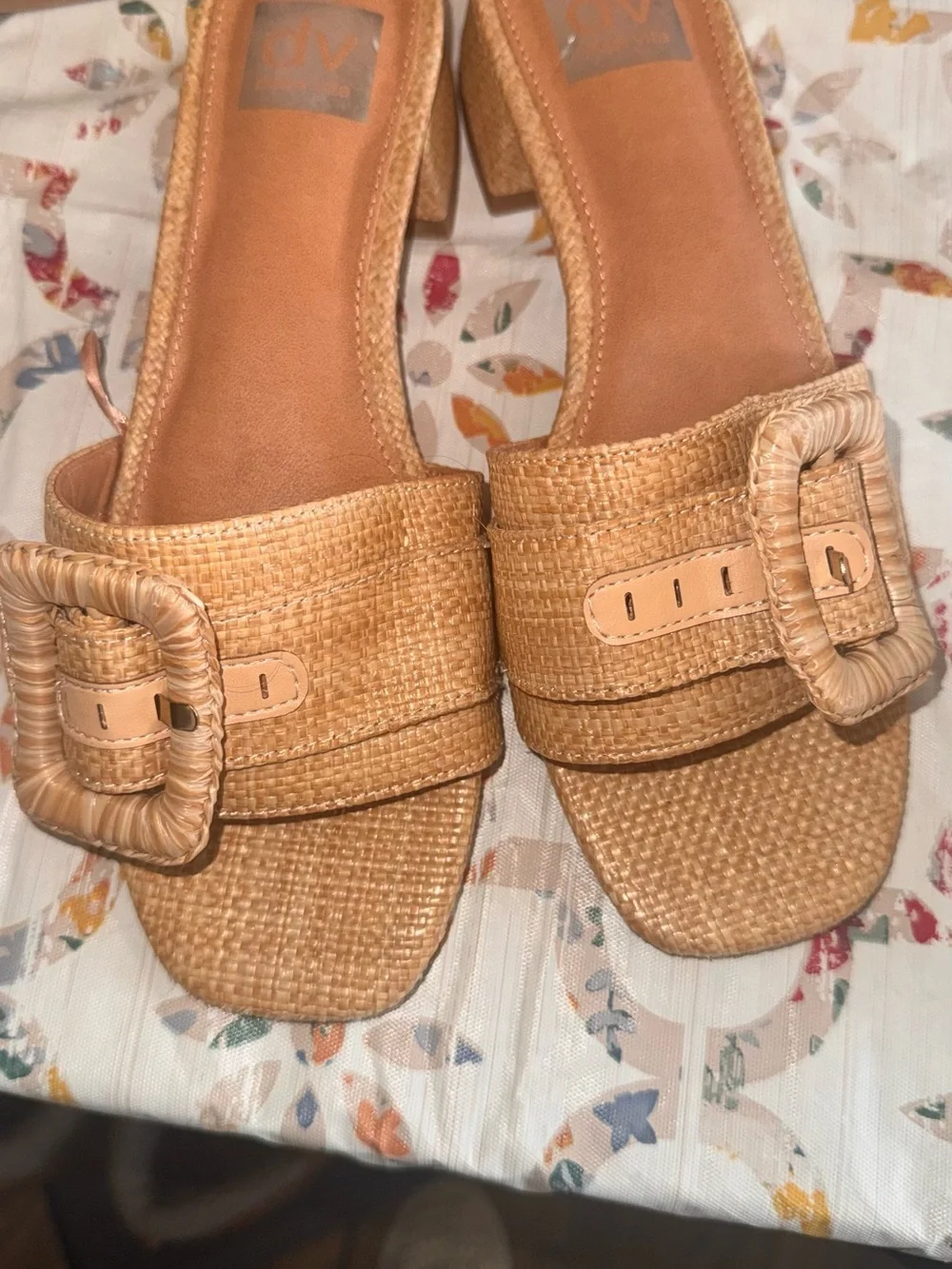 Nordstrom Tan Woven Buckle Mule Sandals